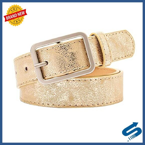 Adjustable Faux Leather Belt with Bling Buckle for Dresses Jeans main image 2